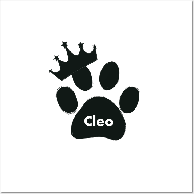 Cleo cat name made of hand drawn paw prints Wall Art by GULSENGUNEL